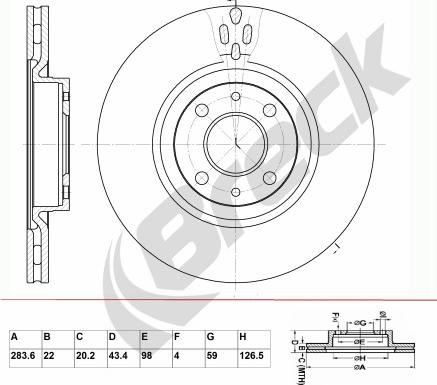 Breck BR 376 VA100 - Bremžu diski www.autospares.lv