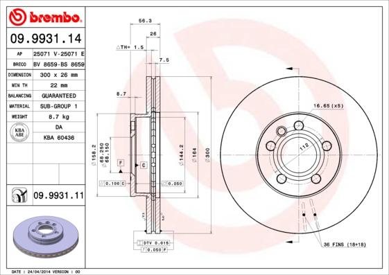 Breco BS 8659 - Brake Disc www.autospares.lv