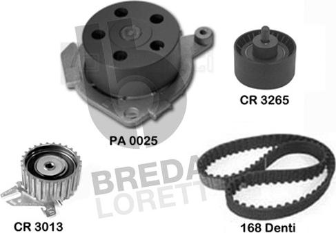 Breda Lorett KPA0590A - Водяной насос + комплект зубчатого ремня ГРМ www.autospares.lv