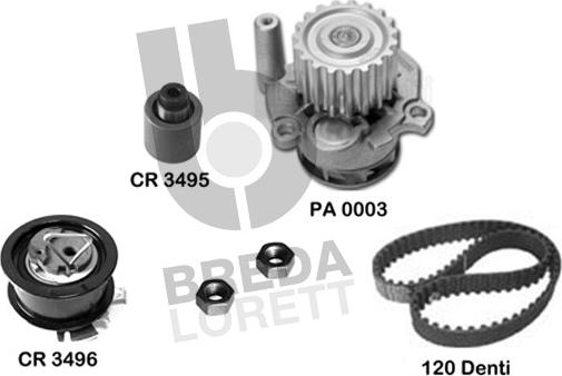 Breda Lorett KPA0584A - Ūdenssūknis + Zobsiksnas komplekts autospares.lv