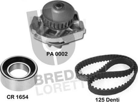 Breda Lorett KPA0586A - Водяной насос + комплект зубчатого ремня ГРМ www.autospares.lv