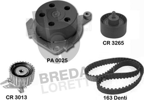 Breda Lorett KPA0588A - Водяной насос + комплект зубчатого ремня ГРМ www.autospares.lv