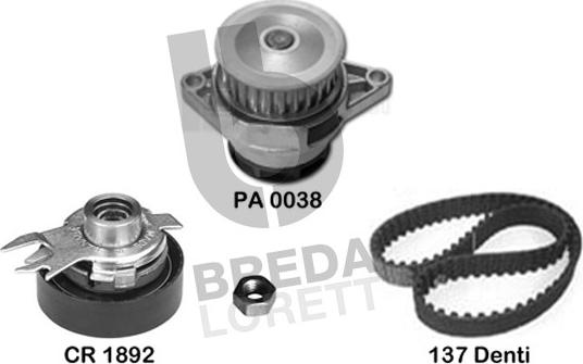 Breda Lorett KPA0644A - Ūdenssūknis + Zobsiksnas komplekts www.autospares.lv