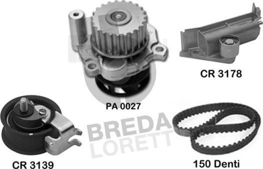 Breda Lorett KPA0645A - Ūdenssūknis + Zobsiksnas komplekts autospares.lv