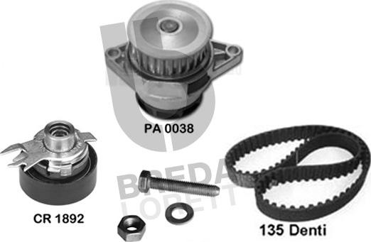 Breda Lorett KPA0048A - Водяной насос + комплект зубчатого ремня ГРМ www.autospares.lv