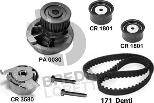 Breda Lorett KPA0159A - Ūdenssūknis + Zobsiksnas komplekts www.autospares.lv