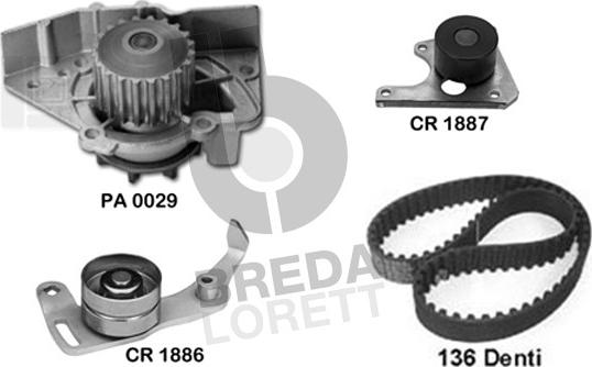 Breda Lorett KPA0123A - Водяной насос + комплект зубчатого ремня ГРМ www.autospares.lv