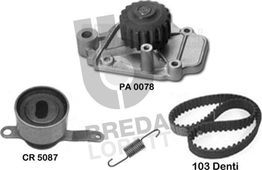 Breda Lorett KPA0175A - Водяной насос + комплект зубчатого ремня ГРМ www.autospares.lv