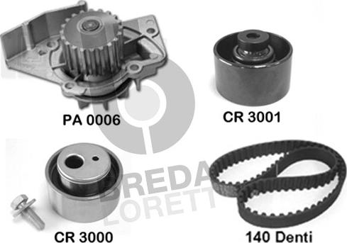 Breda Lorett KPA0358A - Ūdenssūknis + Zobsiksnas komplekts autospares.lv