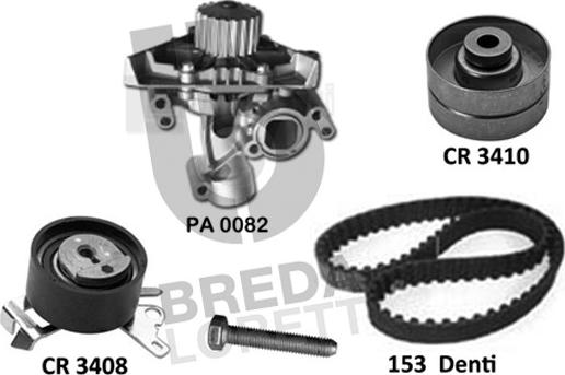 Breda Lorett KPA0788B - Ūdenssūknis + Zobsiksnas komplekts autospares.lv