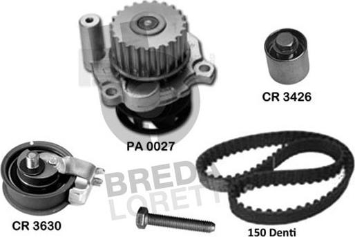 Breda Lorett KPA0730B - Водяной насос + комплект зубчатого ремня ГРМ www.autospares.lv