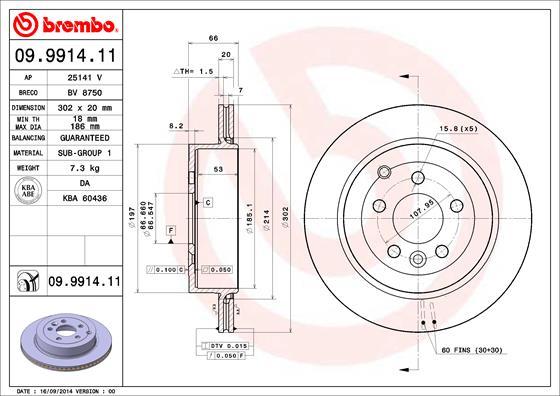 Brembo 09.9914.11 - Bremžu diski www.autospares.lv