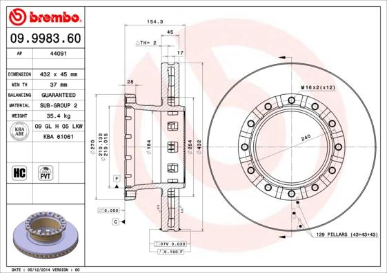 Brembo 09.9983.60 - Bremžu diski www.autospares.lv