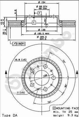 Brembo 09.9130.75 - Bremžu diski www.autospares.lv