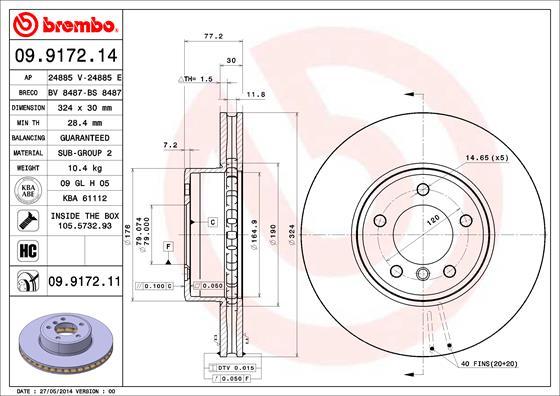 Brembo 09.9172.14 - Тормозной диск www.autospares.lv