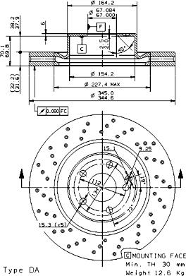 Brembo 09.9382.11 - Bremžu diski www.autospares.lv