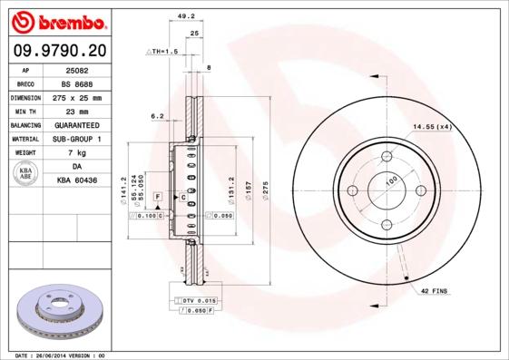 Brembo 09.9790.20 - Bremžu diski www.autospares.lv