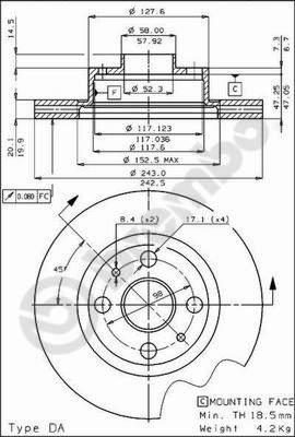 Brembo 09.4289.10 - Bremžu diski www.autospares.lv