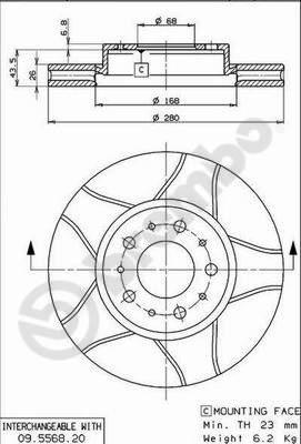 Brembo 09.5568.76 - Bremžu diski www.autospares.lv