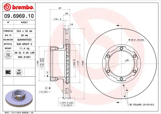 Brembo 09.6969.10 - Bremžu diski www.autospares.lv