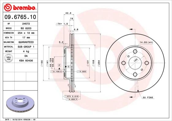 Brembo 09.6765.10 - Bremžu diski www.autospares.lv