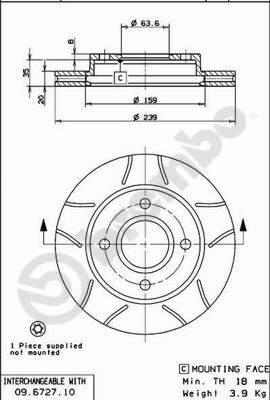 Brembo 09.6727.77 - Bremžu diski autospares.lv