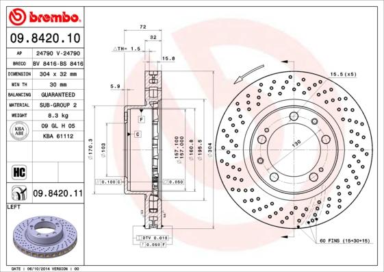 Brembo 09.8420.11 - Bremžu diski www.autospares.lv