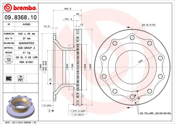 Brembo 09.8368.10 - Bremžu diski www.autospares.lv