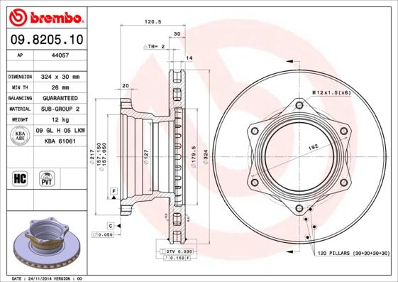 Brembo 09.8205.10 - Bremžu diski www.autospares.lv