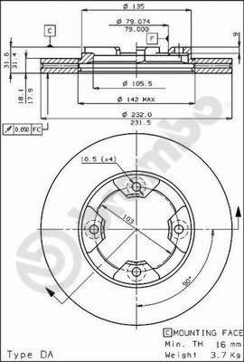 Brembo 09.3105.10 - Bremžu diski www.autospares.lv