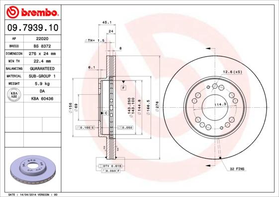 Brembo 09.7939.10 - Bremžu diski www.autospares.lv