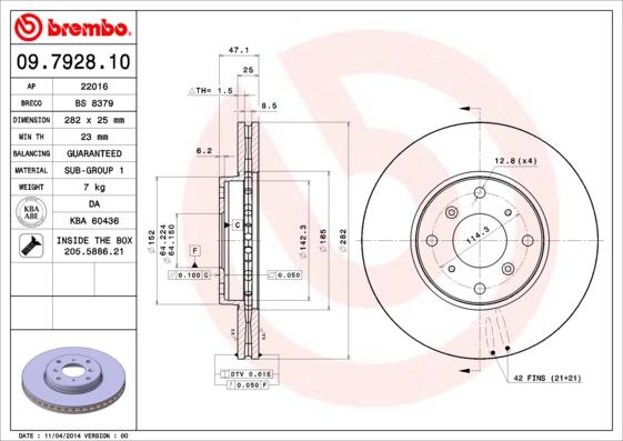 Brembo 09.7928.10 - Bremžu diski www.autospares.lv