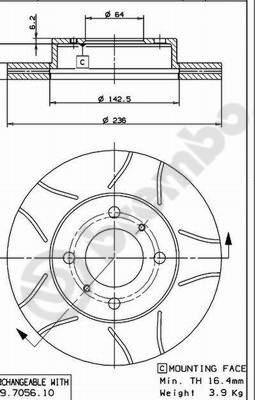 Brembo 09.7056.75 - Bremžu diski www.autospares.lv