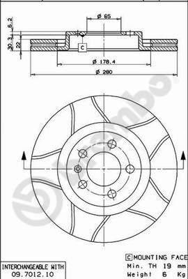 Brembo 09.7012.75 - Bremžu diski www.autospares.lv