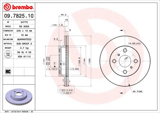 Brembo 09.7825.10 - Тормозной диск www.autospares.lv