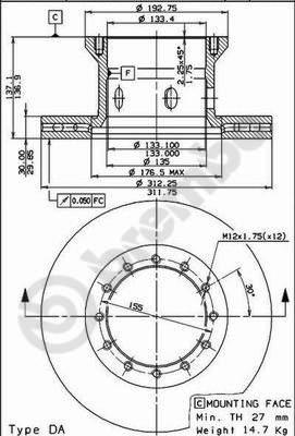 Brembo 09.7323.10 - Bremžu diski www.autospares.lv