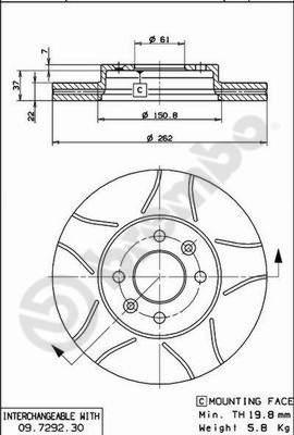 Brembo 09.7292.77 - Bremžu diski autospares.lv