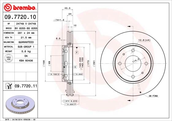 Brembo 09.7720.10 - Bremžu diski www.autospares.lv