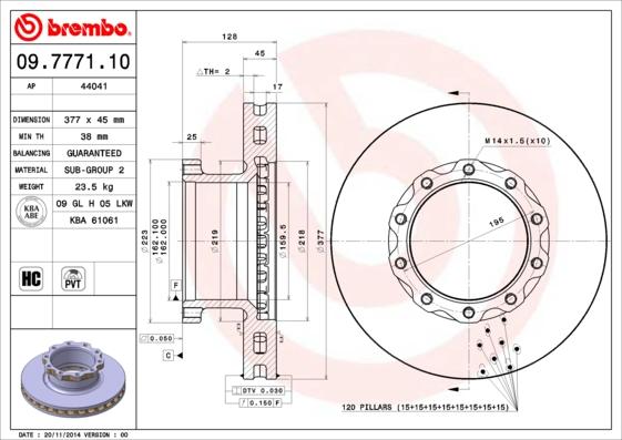 Brembo 09.7771.10 - Bremžu diski www.autospares.lv