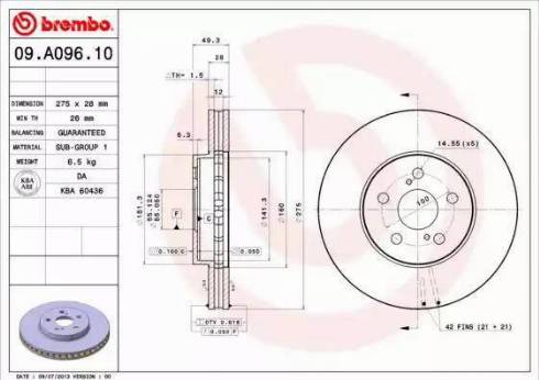 Brembo 09A09610 - Bremžu diski www.autospares.lv