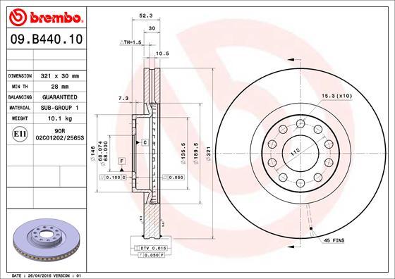 Brembo 09.B440.10 - Bremžu diski autospares.lv