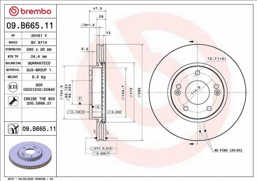 Brembo 09.B665.11 - Bremžu diski www.autospares.lv