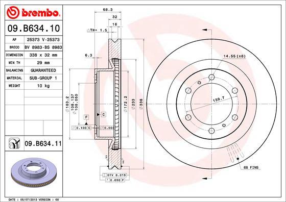 Brembo 09.B634.11 - Bremžu diski www.autospares.lv