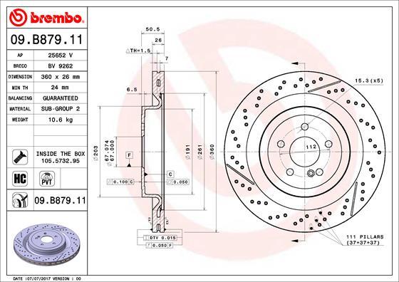 Brembo 09.B879.11 - Bremžu diski www.autospares.lv