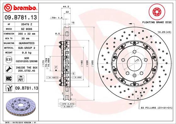 Brembo 09.B781.13 - Bremžu diski www.autospares.lv