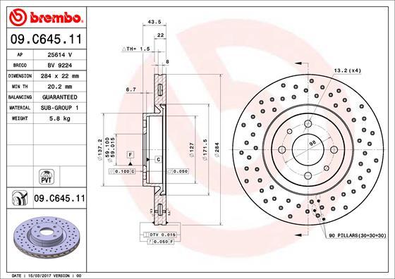 Brembo 09.C645.11 - Тормозной диск www.autospares.lv