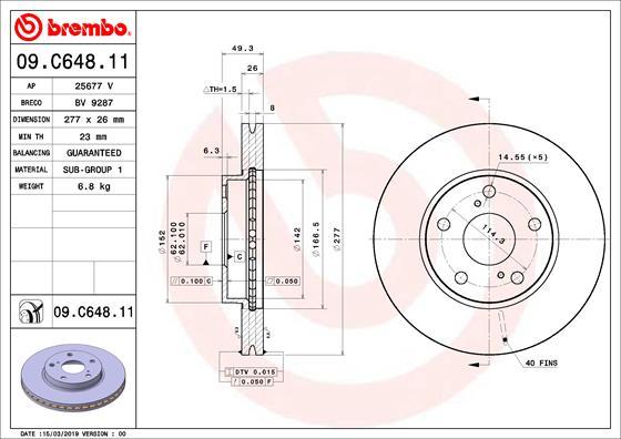 Brembo 09.C648.11 - Bremžu diski www.autospares.lv