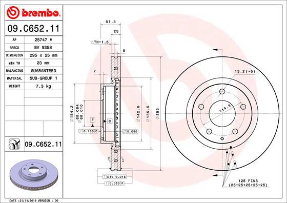 Brembo 09.C652.11 - Bremžu diski www.autospares.lv