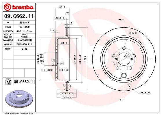 Brembo 09.C662.11 - Bremžu diski www.autospares.lv