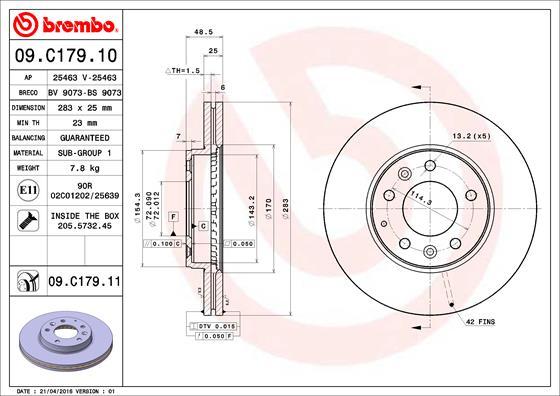 Brembo 09.C179.11 - Bremžu diski www.autospares.lv